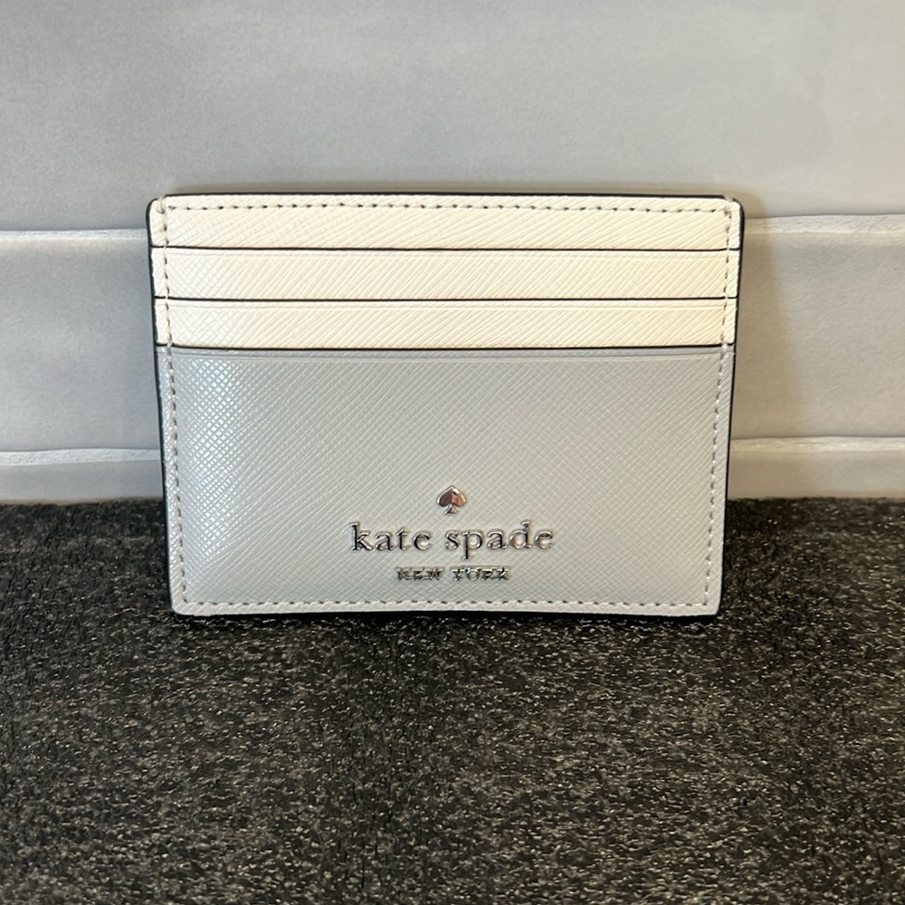 Kate Spade Platinum Gray and Crème Credit Card Holder